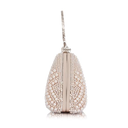 Image of Lady Quinton Pearl and Rhinestone Evening Clutch Bag, Bridal Party Handbag with Chain Strap