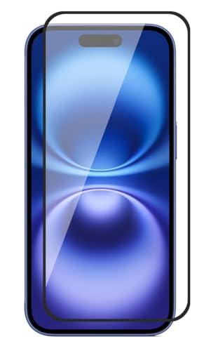 Image of Tempered Glass Screen Protector Compatible for iPhone 16 with Edge-to-Edge Protector and Easy Installation Kit, Pack of 1, Black