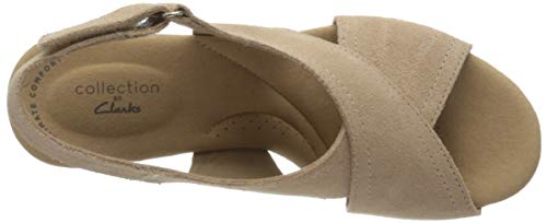 Clarks Women's Ankle-Strap Heeled Sandal, Sand Leather, 6.5 Us #TOP4