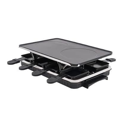 Elektrischer Tischgrill 1300 W Elektrogrill Tischgrill 2-in-1-Elektro-Grillplatte mit 8 Raclette, Elektrogrill für Balkon, Flache Antihaft Oberfläche zur einfachen Reinigung