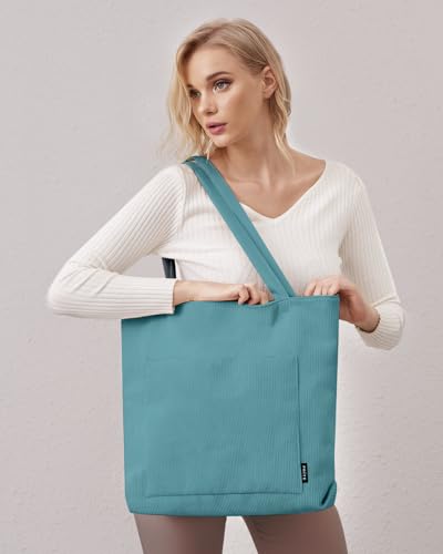 Image of Prite Corduroy Tote Bag for Women Large Shoulder Bag with Zipper and Pockets for College School Work Travel Shopping
