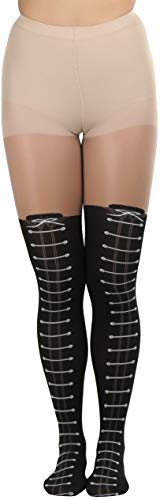 Image of ToBeInStyle Women's Full Footed Pantyhose with Thigh High Designs