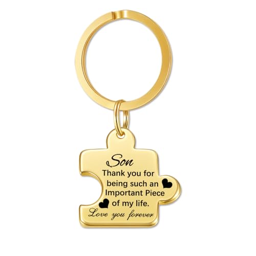 Image of Gifts for Son Puzzle Key Chain Mens Keychain Stainless Steel Keychains for Men Jewelry Gift