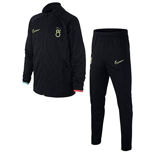 Nike CR7 B NK Dry TRK Suit K Survêtement Garçon, Black/Hyper Turq/Laser Crimson/(Lemon Venom), FR : S (Taille Fabricant : S)