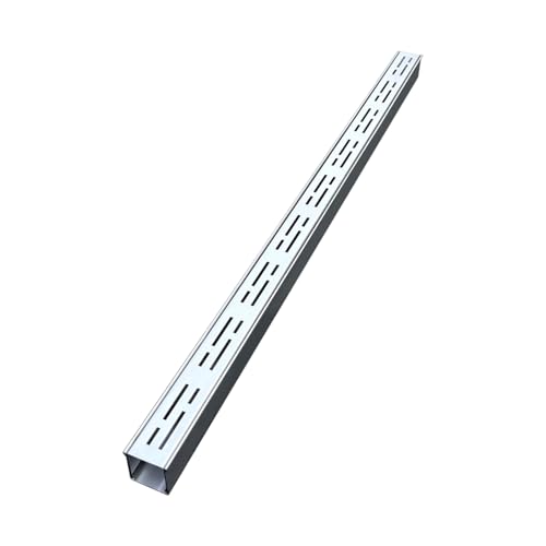 Canaleta Desague Canal lineal rectangular de acero inoxidable plateado, zanja estrecha y larga con rejillas de drenaje, canal de drenaje de agua resistente para entrada de vehículos, piscina y patio.(