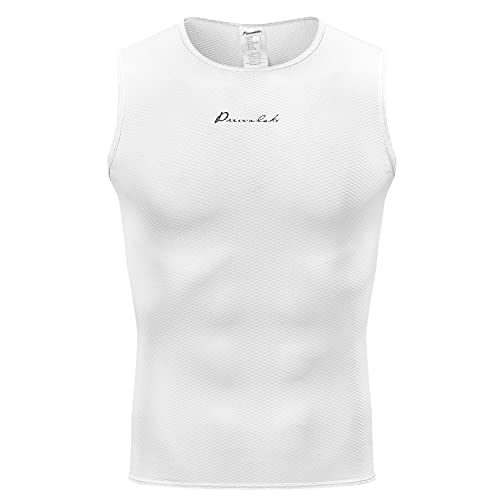 Przewalski Men’s Sleeveless Cycling Undershirt Quick Dry Bike Base Layer Vests Breathable Tops Bicycle Clothing (1Pack: White, Large) #TOP1
