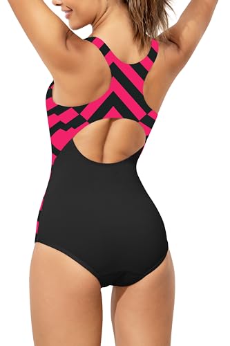 Image of Beautikini Period Swimwear One Piece Leakproof Menstrual Swimsuit Racerback Color Block Bathing Suit for Teen Girls Women