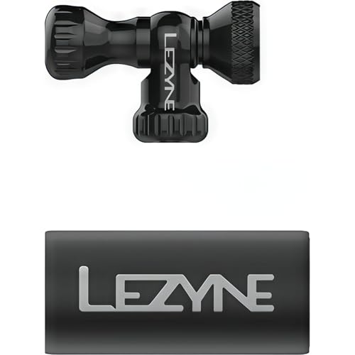 LEZYNE Control Drive CO2 Bike Tire Inflator - Presta & Schrader Compatible Aluminum CO2 Inflation Pump with Twist Control Valve, Fits Threaded Cartridges, Black Head Only (1-C2-CTRLDR-V304)
