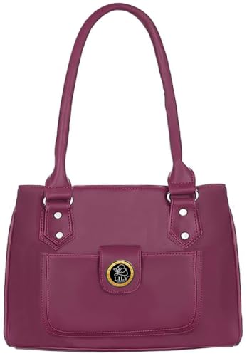 Image of Women's PU Leather Shoulder Handbag | Spacious 3 Compartment Tote Purse with Zip Closure & Multiple Pockets | Top Handle Office College Travel Handbag | 30 x 25 x 12 cm