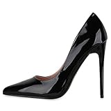  Giralin Damen Pumps High Heels Elegante Lack Schuhe Stiletto Absatzschuhe Spitze Partyschuhe 179757 Schwarz 37