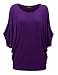 Made By Johnny MBJ WT1073 Womens Scoop Neck Half Sleeve Batwing Dolman Top XL Dark_Purple