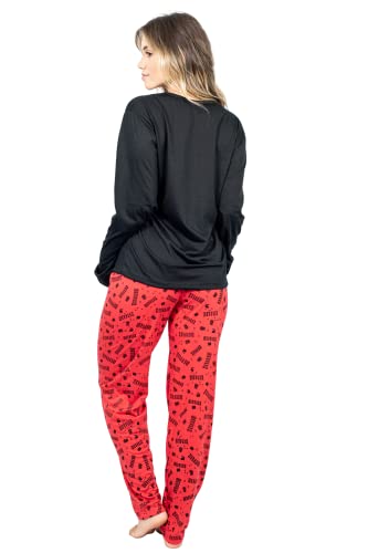 Pijama Adulto Feminino Longo Inverno Netflix (G, Preto)