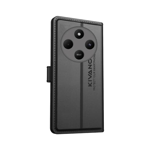 Image of Compatible with Poco M7 5G / Redmi 14C 5G / Redmi A4 5G / Poco C75 5G Flip Cover | Leather Finish | Inside Pockets & Inbuilt Stand | Shockproof Wallet Style Magnetic Closure Back Cover Case