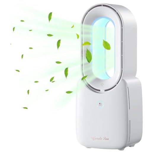 let'me Desk Fan,Portable Bladeless Fan 11.8 inch Small Personal Cooling Fan with 5 Colors Touch Control LED Light,Quiet Table Fan for Home, Office, Bedroom