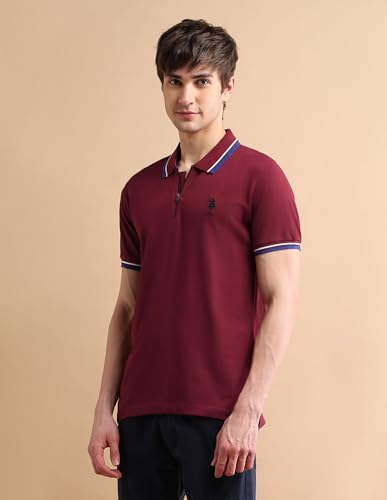 Image of U.S. POLO ASSN. Solid Slim Fit Polo T Shirts for Men - 100% Cotton, Half Sleeve Mens Tshirt - 3XL, Maroon