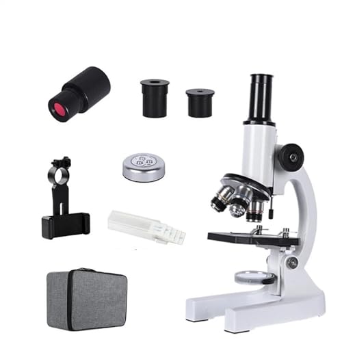 Microscope Zoom 640X 1280X 2000X HD Biological Microscope Monocular Student Education Laboratory w/LED Light Phone Holder Electronic Eyepiece(Package8)