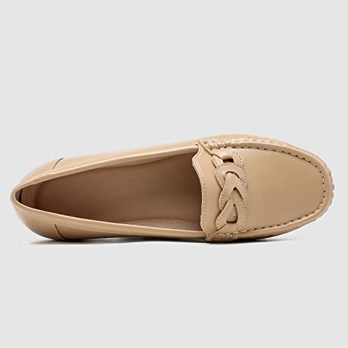 Penny Loafers For Women Shoes Dressy Casual, Wedge Heel Shoes Comfort For Work, Braided Moccasins Slip On Driving Closed Toe Shoes Beige #TOP3
