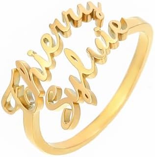 JINMA Personalized Name Ring for Women, Custom Adjustable 1-5 Nam...