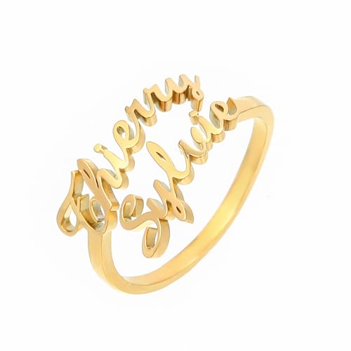 JINMA Personalized Name Ring for Women, Custom Adjustable 1-5 Nam...