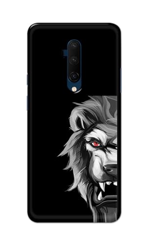 Image of PRINTFIDAA Printed Hard Back Cover Case for OnePlus 7T Pro | OnePlus 7 Pro Back Cover (Angry Lion) -112