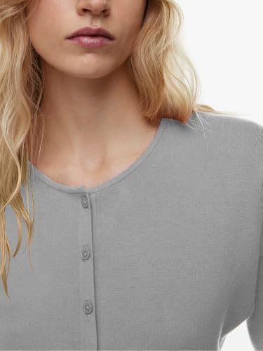Womens Casual Cropped Sweaters Button Down V Neck Long Sleeve Pullover Fall Solid Ribbed Knit Slim Fit Cardigan Grey2