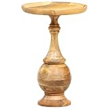 Holepyr Mesa auxiliar redonda de madera maciza de mango de 43 x 66 cm con base esférica, mesa de almacenamiento y decoración