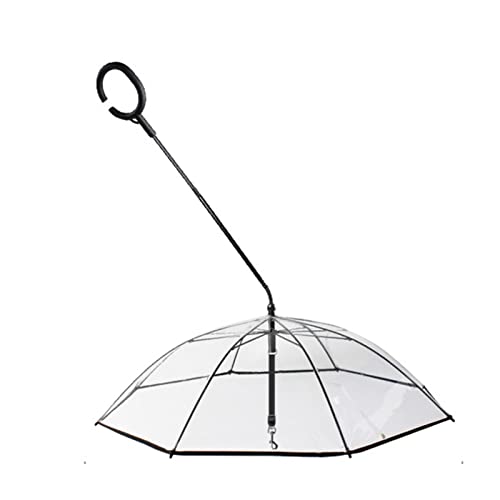 Ombrello per animali domestici con guinzaglio - Ombrello regolabile per animali domestici pieghevole trasparente di facile visualizzazione, manico a forma di C | Guinzaglio per ombrello per cani con a