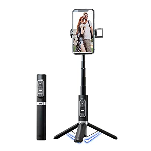 Anvirtue 6 In 1 Wireless Bluetooth Selfie Stick Wireless Bluetooth Foldable Mini Tripod With Fill Light Shutter Remote Control For Ios Android (Black) #TOP6