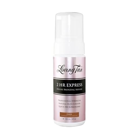 Loving Tan 2 HR Express Mousse, Dark- Streak Free, Natural looking, Professional Strength Sunless Tanner - Up to 5 Self Tan Applications per Bottle, Cruelty Free, Naturally Derived DHA - 4 FL Oz Cover