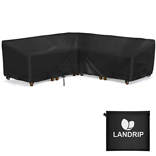 Landrip Housse Table de Jardin en Forme de V, Oxford L Forme Salon de Jardin Imperméable, Housse de Canapé d'angle d'extérieur, 270 x 270 x 90 cm