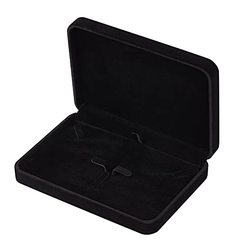 LETURE Large Velvet Jewelry Set Box, Big Ring Earring Pendant Gift Box, Pearl/Chunky Necklace Jewelry Storage Case (Black) by LETURE - Image 2