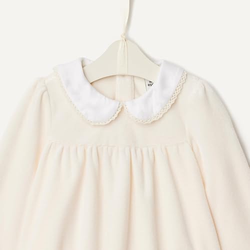 Amazon Essentials x Sofia Grainge Baby Girls' Corduroy Velour Set with Gathered Yoke, Poplin Collar, Elastic Waist, Ivory, 12 Months - image 5