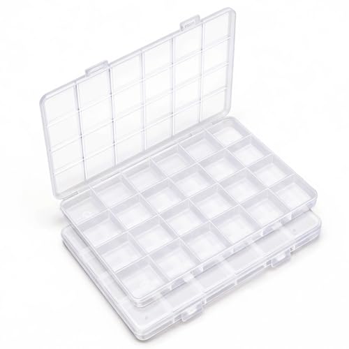 Image of Eppingwin 24 Grids Bead Organizer, Craft Organizers and Storage, Acrylic Organizers, Plastic Bead Organizer Box for Crafts Organizing Storing(2 pack)