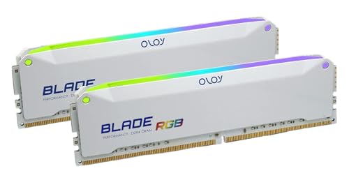 OLOy DDR4 RAM 16GB (2x8GB) White Blade RGB 3200 MHz CL16 1.35V 288-Pin Desktop Gaming UDIMM (MD4U0832161BRWDA)