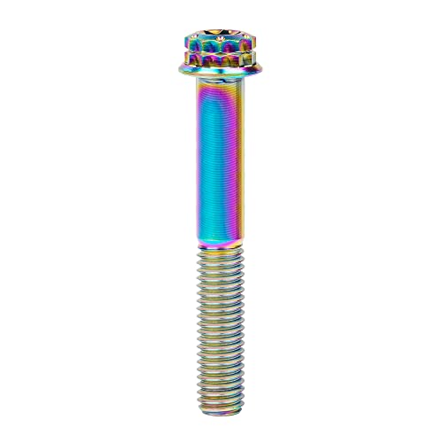 Image of Titanium Flange 12 Point Head M8 x15 20 25 30 35 40 45 50 55 60 65mm Screw Bolt Pack of 4 (M8x55mm, Rainbow)