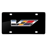 iPick Image for Cadillac V Logo Graphic Black Stainless Steel License Plate for CTS-V ATS-V