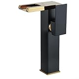 Grifo mezclador de cascada LED que cambia de color sensible a la temperatura, grifo de una sola manija para uso moderno en el baño con control de agua fría y caliente