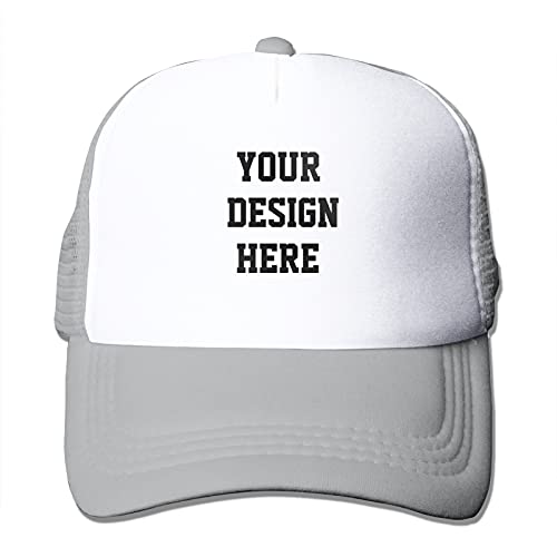 Gorras de béisbol personalizadas,Sombreros de camionero de malla personalizados,Diseñe su propio sombrero de papá,Unisex Team Cap Photo Text Logo Print, gris, Talla única Cover