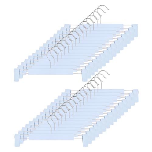 Image of GUANJUNE Clothes Pants Hangers, Space-Saving Skirt Holders with 360 ° Swivel Hooks, Adjustable Clips, Trouser Hangers, Clothes Coat Garment Jeans Hangers (30 Pack, Blue)