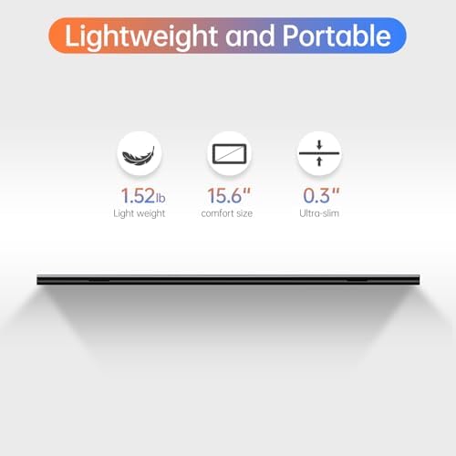 ForHelp 15.6inch Portable Monitor,1080P USB-C HDMI Second External Monitor for Laptop,PC,Mac Phone,PS,Xbox,Swich,IPS Ultra-Thin Zero Frame Gaming Display/Premium Smart Cover - 3
