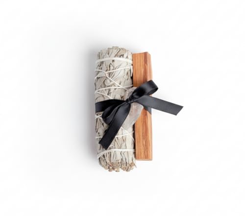 CALMA MI ALMA |Kit de Limpieza Energética PaloSanto, Sahumo Salvia Blanca y Cuarzo Blanco – Purificación y Armonía del Hogar – Paquete de Regalo Espiritual para Meditación y Bienestar