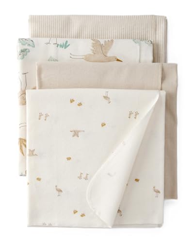 Carters Baby Unisex Receiving Blankets 4-Pack Soft Breathable Cotton Swaddle & Stroller Covers Lightweight Nursery Essentials 40 x 30 (Neutral/Ivory)