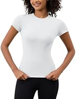 IECCP Sport T-Shirt Damen Sportshirt Atmungsaktiv Sport Oberteil Funktionsshirt Kurzarm Laufshirt Moisture Wicking Quick Dry Fitness Top für Wandern Gym Yoga Laufen Weiß XS