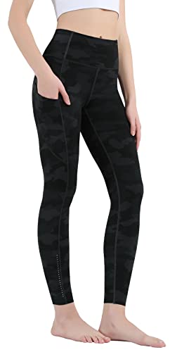 OVRUNS Yoga Pants for Women Tummy Control Gym Leggings with Pockets for Sport Athletic Workout Running - Camo Coal Multi- S