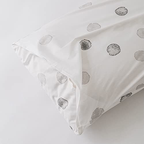 Yuheguoji Gray Polka Dots Duvet Cover King 100% Cotton Grey White Geometric Duvet Cover 3 Pcs Set 1 Modern Circle Patterned Duvet Cover With Zipper Ties 2 Pillowcases Farmhouse Geometric Bedding Soft #TOP5