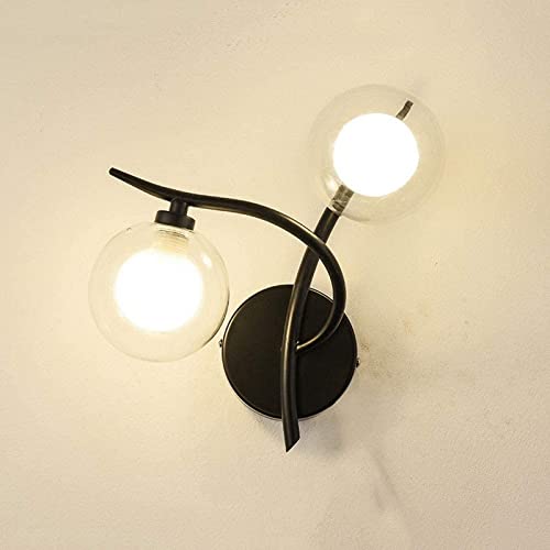 Apliques de Pared para Dormitorio, Espejo de Dos Luces con Pantalla de Vidrio, Espejo de tocador para baño, iluminación Interior para Sala de Estar, Dormitorio (Izquierda), Decora