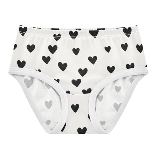 All Seasons Girls' Panties Organic Underwear for Young Girls Black Heart Dots in Sizes 2T,3T, 4T, 5T, 6Y and 8Y