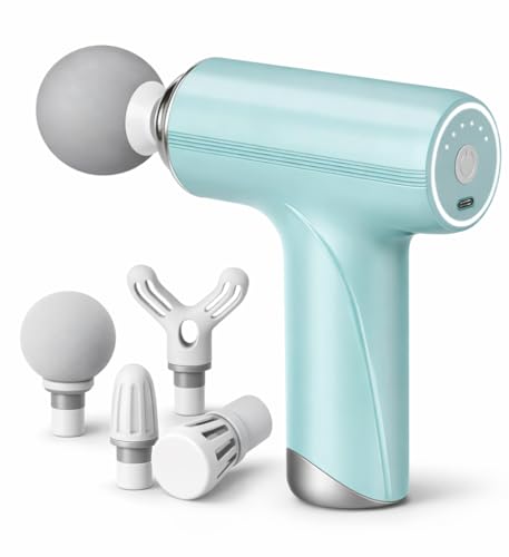 Image of Massage Gun Body Massager for Pain Relief Mini Machine, Handheld, Battery Powered Deep Tissue Muscle 4 Specialized Heads Back, Leg, Neck, Shoulder, Foot, Full Body Men & Women - Multicolor