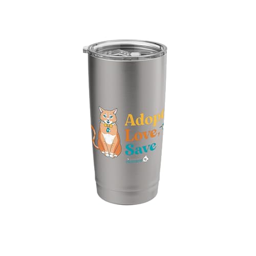 Adopt Love Save Rescue Cat Stainless Steel Insulated Tumbler