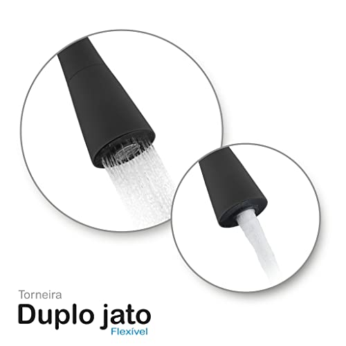 Torneira Misturador Cozinha Conic Flexivel Preto Mesa Meli